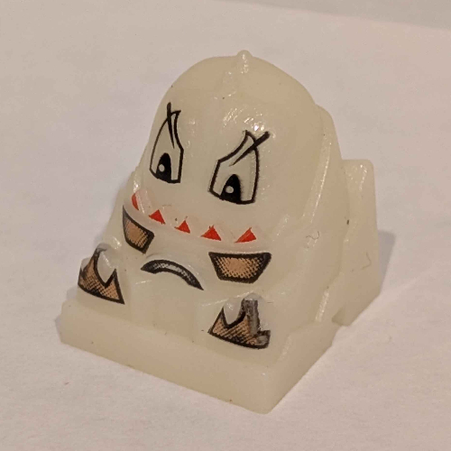 Lego Racer Driver Head, Brick Special 2 x 2 Round, Red Teeth print (Ghost)