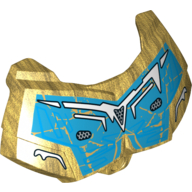 Lego Large Figure Chest Cover, Armour Small with White and Dark Azure Print (Kopaka) / Pearl Gold