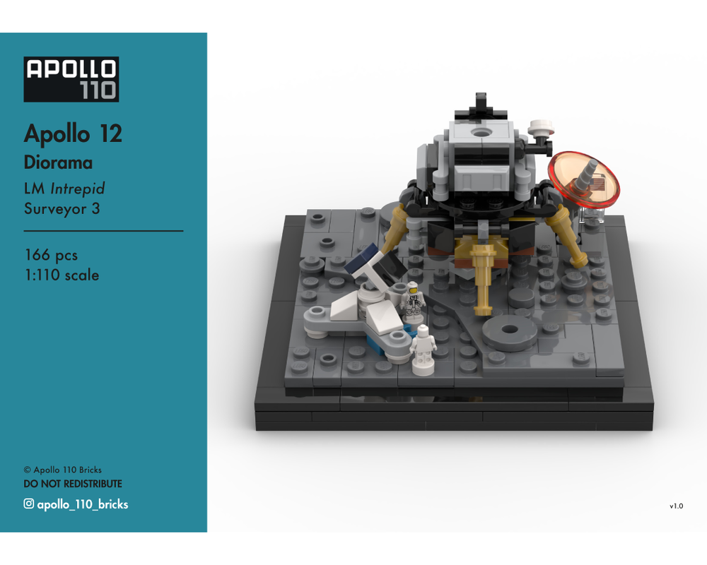 Lego Apollo 12 Diorama – LM 'Intrepid' & Surveyor 3 [1:110 scale]