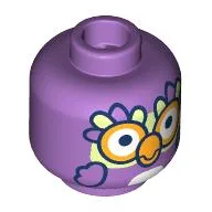 Minifig Head Chattermax, Bird, Bright Light Orange Beak, Eyes, Bright Light Yellow and Lavender Feathers Print / Medium Lavender