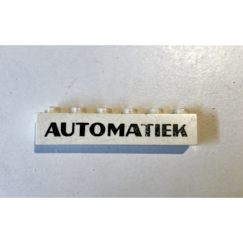 Lego Brick 1 x 6 with 'AUTOMATIEK' Black print / White
