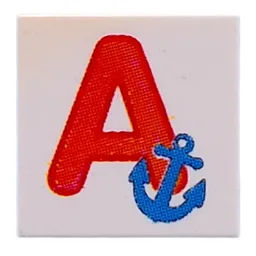 Tile 2 x 2 with Red 'A', Anchor Print / White