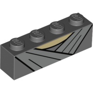 Lego Brick 1 x 4 with Light Bluish Gray Stripes and Thick Black Outlines Print (Rey) / Dark Bluish Gray
