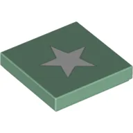 Tile 2 x 2 with White Five-Point Star Print / Sand Green