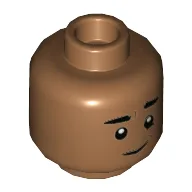 Minifig Head Dean Thomas / Ned Leeds, Smile, Open Mouth with Teeth / Closed Mouth Print / Medium Nougat