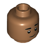 Lego Minifig Head Dean Thomas / Ned Leeds, Smile, Open Mouth with Teeth / Closed Mouth Print / Medium Nougat