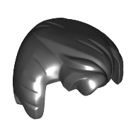Lego Hair Swept Back with Widow's Peak, Sideburns and Fluffed Bangs / Black