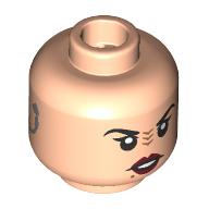 Lego Minifig Head Ro Laren, Black Eyebrows, Dark Red Lips, Nougat Bajoran Nose Ridges, Silver Earring, Open Mouth/Closed Mouth / Light Nougat