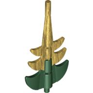 Lego Creature Body Part, Dragon Tail Barbed with Marbled Metallic Gold Pattern / Dark Green