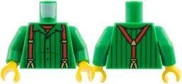 Torso Buttonup with Black Pinstripes, Red Undershirt and Overalls Pattern Pattern / Green Arms / Yellow Hands / Green