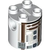 Brick Round 2 x 2 x 2 Robot Body with Dark Brown and Dark Orange Astromech Droid Print (R3-M2)