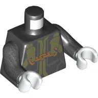 Torso, Robe with Olive Green Straps with Orange Chain Print, Pearl Dark Gray Arms, White Hands / Black