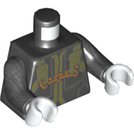 Lego Torso Robe with Olive Green Straps with Orange Chain Print, Pearl Dark Gray Arms, White Hands / Black