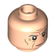 Lego Minifig Head Grand Moff Tarkin, Dark Bluish Grey Eyebrows, Nougat Wrinkles, Frown / Open Mouth Sneer / Light Nougat