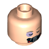 Lego Minifig Head Luke Skywalker, Bruised Eye, Eyes Closed and Breathing Apparatus / Open Eyes Print [Hollow Stud] / Light Nougat