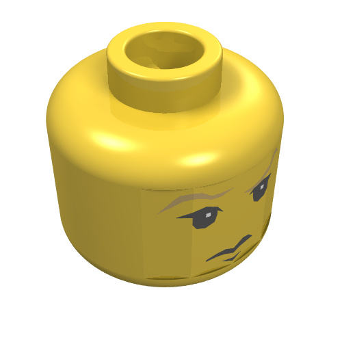 Lego Minifig Head Draco Malfoy, Tan Eyebrows and Frown Print [Blocked Open Stud] / Yellow