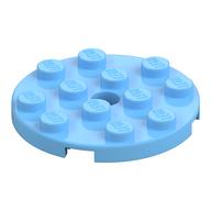 Lego Plate Round 4 x 4 with Pin Hole / Bright Light Blue