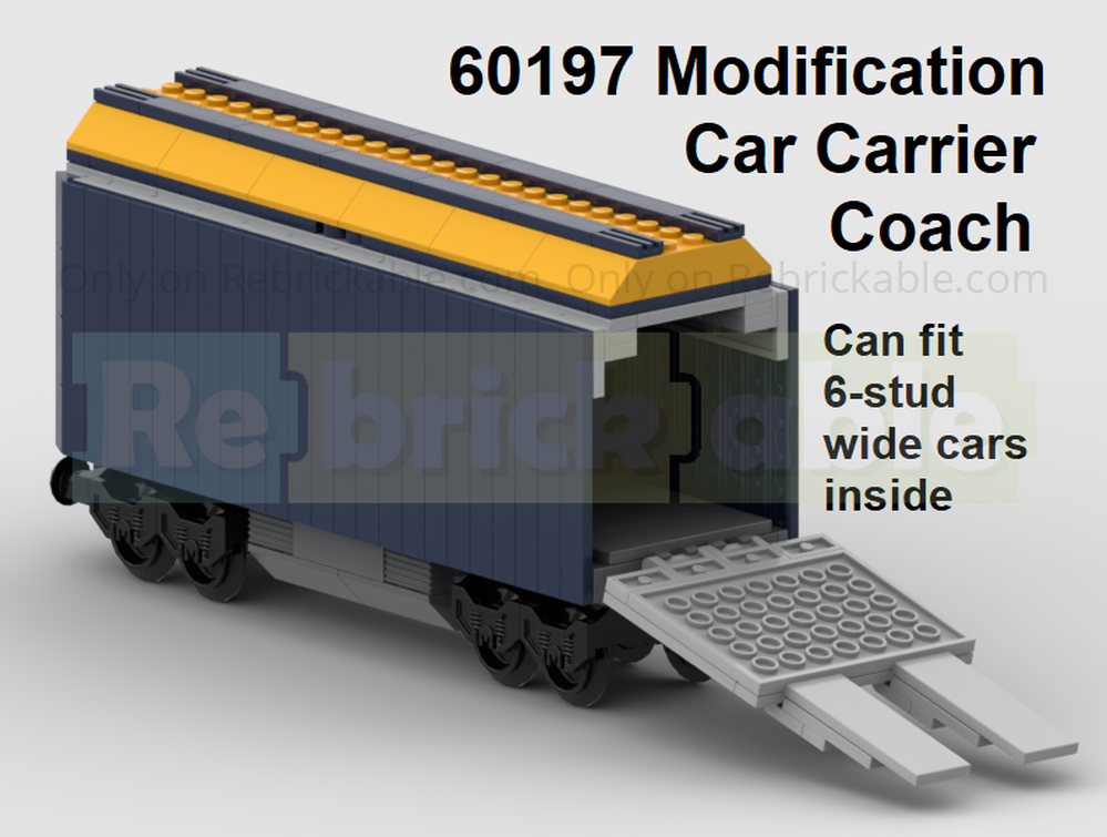 Lego 60197 Car Carrier Coach Modification - Can Fit 6 Stud Wide Car Inside