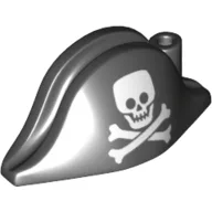 Hat Pirate Bicorne with Skull & Bones Print / Black