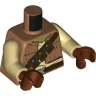 Torso, Jacket, Tan Shirt, Dark Brown Belt, Strap, Pockets Print, Tan Arms, Reddish Brown Hands / Medium Nougat
