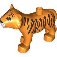 Lego Duplo Animal Tiger Adult New Style, Semi-circular Eyes Print / Orange