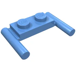 Plate Special 1 x 2 with Handles [Flat Ends / Low Attachment] / Medium Blue