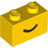 Brick 1 x 2 with Black Curved Line / Smile Print / Yellow