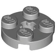 Plate Round 2 x 2 with Axle Hole Type 1 (+ Opening) / Light Bluish Gray