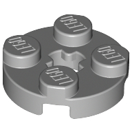 Lego Plate Round 2 x 2 with Axle Hole Type 1 (+ Opening) / Light Bluish Gray