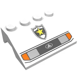 Wheel Arch, Mudguard, Slope 3 x 4 with Police Yellow Star Badge/Lights Print / White
