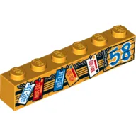 Brick 1 x 6 with License Plates and '58' Print / Bright Light Orange