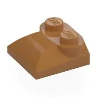 Brick Curved 2 x 2 x 2/3 Two Studs and Curved Slope End / Medium Nougat