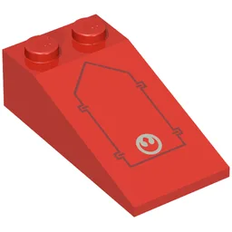 Brick Sloped 18° 4 x 2 with Rebel A-wing Panel Print / Red