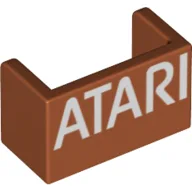 Panel 1 x 2 x 1 with Rounded Corners and 2 Sides with White 'ATARI' Print / Dark Orange