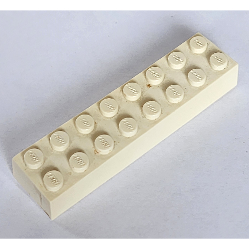 Lego Brick 2 x 8 without Bottom Tubes, with Cross Supports / White