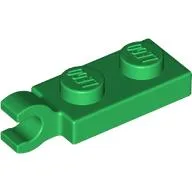 Plate Special 1 x 2 with Clip Horizontal on End / Green