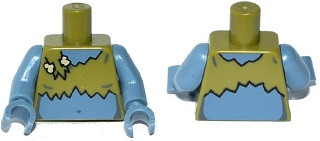 Lego Torso Ragged Crop Top with Bone Clasp Pattern (Lady Cyclops) / Sand Blue Arms / Sand Blue Hands