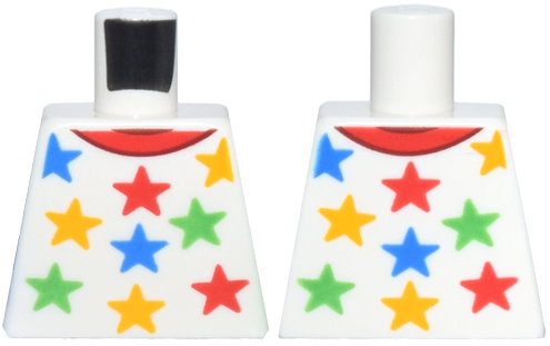 Lego Torso Red Neckline and Blue, Bright Green and Yellow Stars Pattern