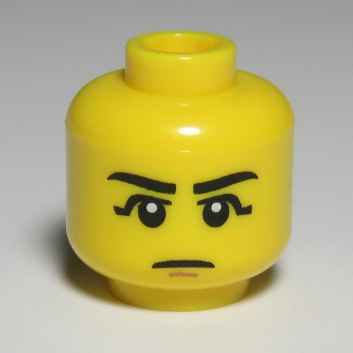 Lego Minifig Head Egyptian Warrior, Eyebrows, Black Eye Shadow, Chin Dimple Print [Hollow Stud] / Yellow