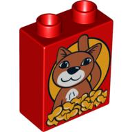 Lego Duplo Brick 1 x 2 x 2 with Cat and Fish Biscuits Print / Red