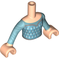 Lego Minidoll Torso Girl, Medium Azure Dress, White Diamonds print with Light Nougat Arms and Hands / Light Nougat