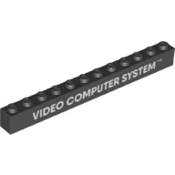 Brick 1 x 12 with 'VIDEO COMPUTER SYSTEM' Print / Black