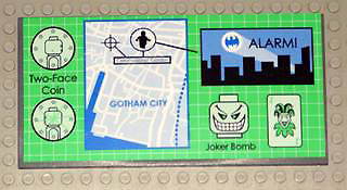 Lego Tile 8 x 16 with Bottom Tubes on Edges with Batman Gotham City Map Display Pattern (Sticker) - Set 7783