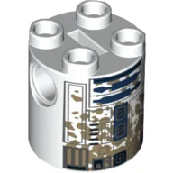 Brick Round 2 x 2 x 2 Robot Body with Blue and Gray Astromech Droid with Mud Stains Print (R2-D2)