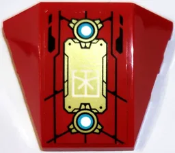 Wedge 4 x 3 Triple Curved No Studs with Gold Circles, Armor Plates, White and Medium Azure Lights and Ninjago Logogram Letter K Pattern Model Left Side (Sticker) - Set 71765
