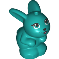 Lego Animal, Rabbit / Bunny, Baby Sitting with Blue Eyes and Black Nose Print / [No Color/Any Color]