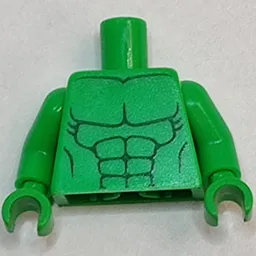 Torso Bare Chest with Body Lines Both Sides Print (Hulk), Bright Green Arms and Hands / Bright Green