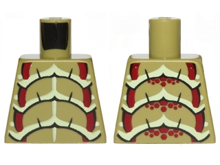 Lego Torso Galaxy Squad Buggoid with Dark Red, Yellowish Green and Black Exoskeleton Pattern