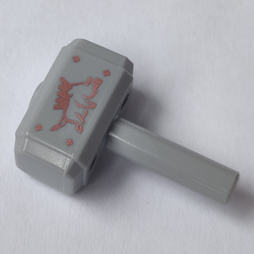 Lego Tool Hammer / Sledgehammer with Copper Boar Print [Both Sides] / Light Bluish Gray