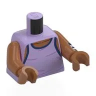 Torso, Sleeveless Shirt, Dark Blue Trim Print, Sienna Brown Arms and Hands / Lavender